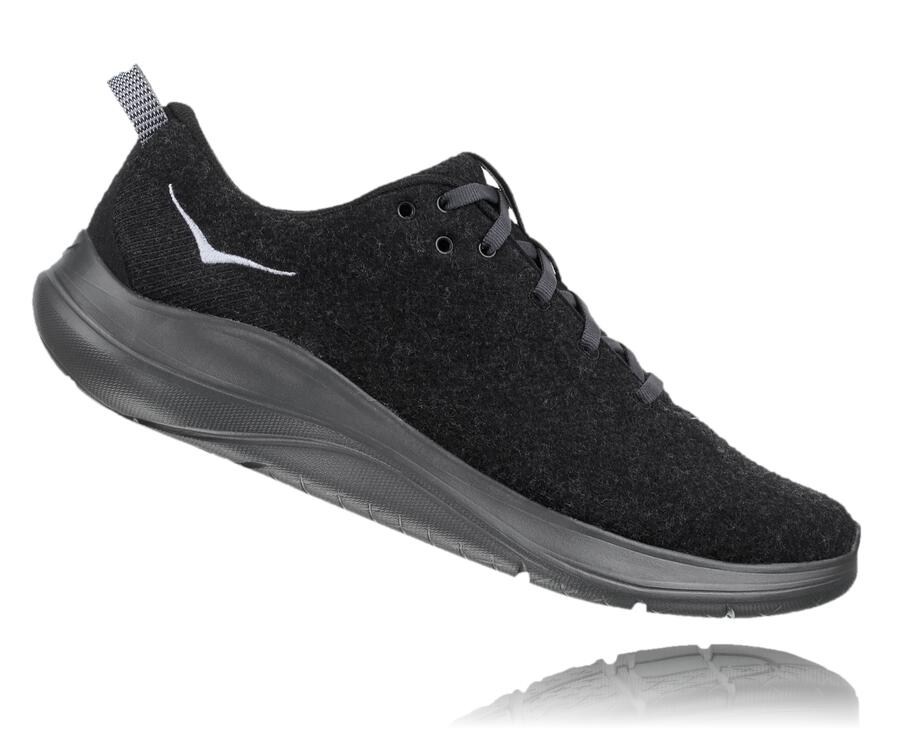 Running Shoes Mens - Hoka One One Hupana Flow Wool - Black - KQRBEOV-20